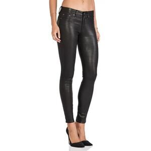 Rag & Bone Women's The Skinny Lambskin Leather Ankle Pants Black Size 26